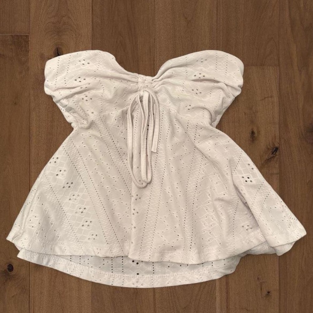 Edikted White Eyelet Babydoll Tube Top